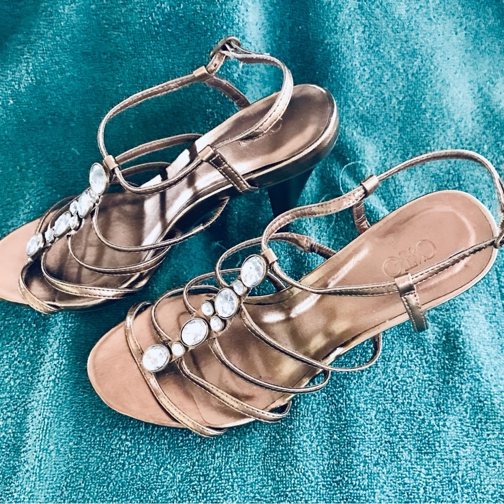 Cato Elegant Bronze Strappy Heels
Size 7M